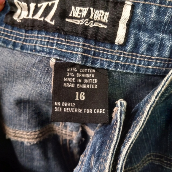 VTGE Quizz NY Womens Capri Pants Utility Blue Jean Denim Wide Legs Size 16/36" - Picture 3 of 10